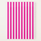 Heet roze en witte verticale strepen minimalistisc planner (Achterkant)