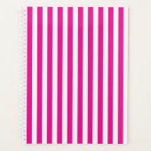 Heet roze en witte verticale strepen minimalistisc planner (Voorkant)