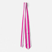 Heet roze en witte verticale strepen minimalistisc stropdas (Achterkant)