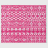 Heet Roze en Witte Winter Fair Isle Kerstmis Cadeaupapier (Vlak)