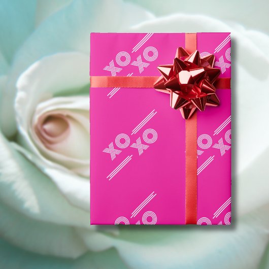 Heet roze en witte XOXO Valentijn Cadeaupapier