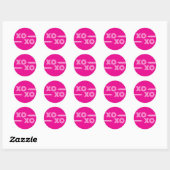 Heet roze en witte XOXO Valentijn Ronde Sticker (Vel)