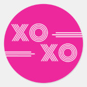 Heet roze en witte XOXO Valentijn Ronde Sticker (Voorkant)