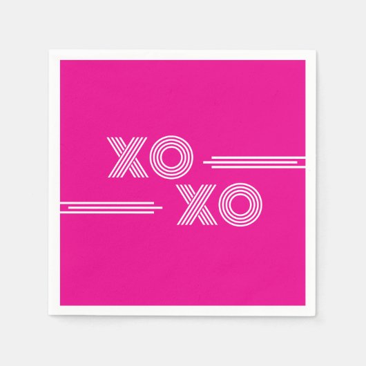 Heet roze en witte XOXO Valentijn Servet (Voorkant)