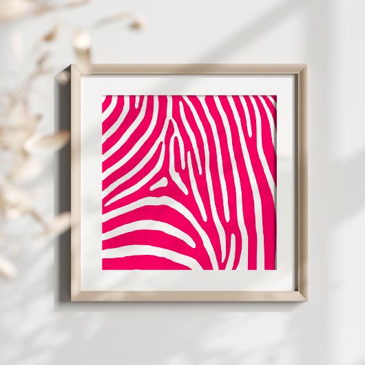 Heet roze en witte zebraprint poster