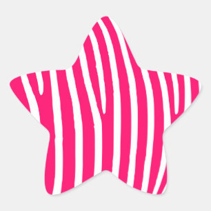 Heet roze en witte zebraprint ster sticker