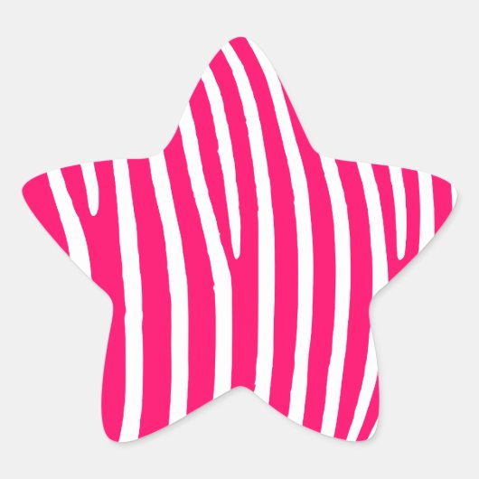 Heet roze en witte zebraprint ster sticker (Voorkant)