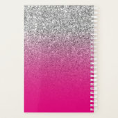 Heet Roze en Zilver Glitter Ombre Gepersonaliseerd Planner (Achterkant)