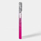 Heet Roze en Zilver Glitter Ombre Persoonlijk Case-Mate iPhone Case (Achterkant / Rechts)