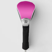 Heet Roze en Zilver Metallic Monogram Golfheadcover (Voorkant)