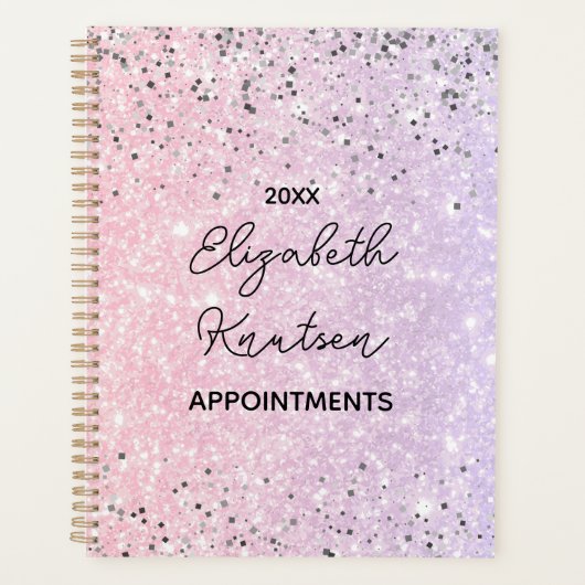 Heet Roze en Zilveren Glitter Gepersonaliseerd 202 Planner (Voorkant)