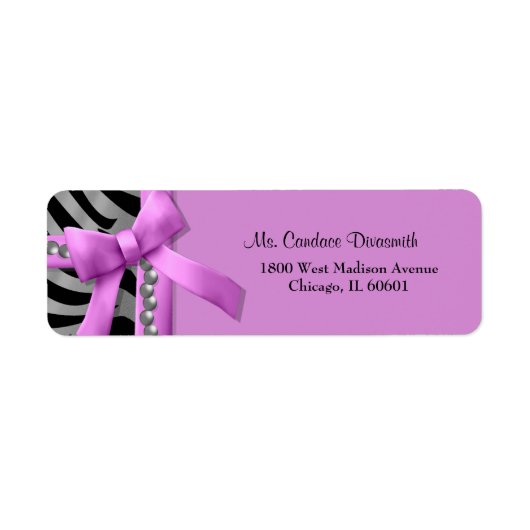 Heet roze en zilveren Zebra streep met zilveren ed Etiket (Voorkant)