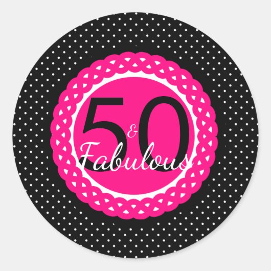 Heet Roze en Zwart 50 & Fabulous Birthday Sticker (Voorkant)