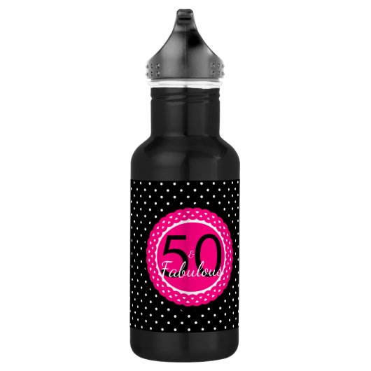 Heet Roze en Zwart 50 & Fabulous Verjaardagscadeau Waterfles (Rechts)