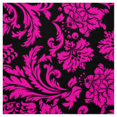 Heet roze en zwart bloemendamast stof (Swatch)