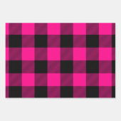 Heet Roze en Zwart Buffel Plaid Kerstmis Inpakpapier Vel (Voorkant 2)