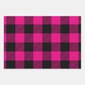Heet Roze en Zwart Buffel Plaid Kerstmis Inpakpapier Vel (Voorkant)