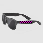 Heet Roze en Zwart Checkerboard Patroon Zonnebrillen (Links)