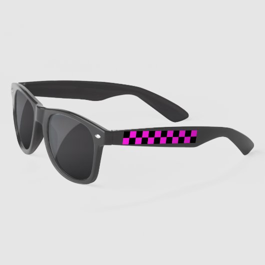 Heet Roze en Zwart Checkerboard Patroon Zonnebrillen (Links)