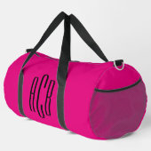 Heet Roze en Zwart Drie Lettermonogram Plunjezak (Rechterhoek)