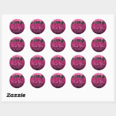 Heet Roze en Zwart Dripping Glitter Verjaardag Ronde Sticker (Vel)