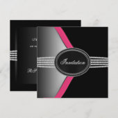 Heet roze en zwart feestje kaart (Voorkant / Achterkant)