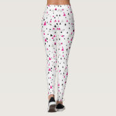 Heet roze en zwart geometrisch driehoekspatroon leggings (Achterkant)
