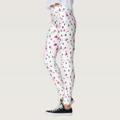 Heet roze en zwart geometrisch driehoekspatroon leggings (Links)