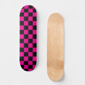 Heet roze en zwart geruit drukwerk persoonlijk skateboard (Voorkant)