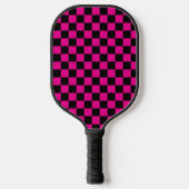 Heet roze en zwart geruit drukwerk pickleball paddle (Voorkant)