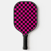 Heet roze en zwart geruit drukwerk pickleball paddle (Achterkant)