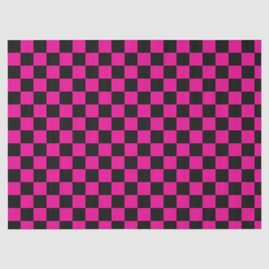 Heet roze en zwart geruit drukwerk  tissuepapier (Voorkant)