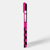 Heet Roze en Zwart Geruit Gestreept Gepersonalisee Case-Mate iPhone Case (Achterkant / Links)