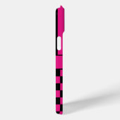 Heet Roze en Zwart Geruit Gestreept Gepersonalisee Case-Mate iPhone Case (Achterkant / Rechts)