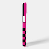 Heet Roze en Zwart Geruit Gestreept Gepersonalisee Case-Mate iPhone Case (Achterkant / Rechts)