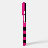 Heet Roze en Zwart Geruit Gestreept Gepersonalisee Case-Mate iPhone Case (Achterkant / Links)