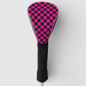 Heet roze en zwart geruit motief  golfheadcover (Voorkant)