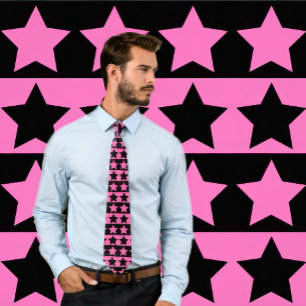 Heet Roze en Zwart Gestreept Stropdas (het Patroon