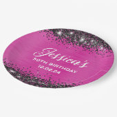 Heet Roze en Zwart Glitter 50ste Verjaardag Papieren Bordje (Gekanteld)