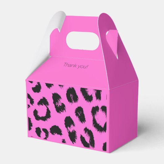 Heet roze en zwart luipaardprint bedankdoosjes (Voorkant Zijde)