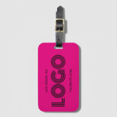 Heet Roze en Zwart Modern Rechthoekig Logo Bagagelabel (Voorkant (verticaal))