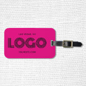 Heet Roze en Zwart Modern Rechthoekig Logo Bagagelabel
