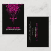 Heet-Roze en zwart-ornament Visitekaartje (Voorkant / Achterkant)