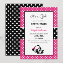 Heet Roze en Zwart Panda Beer Baby shower