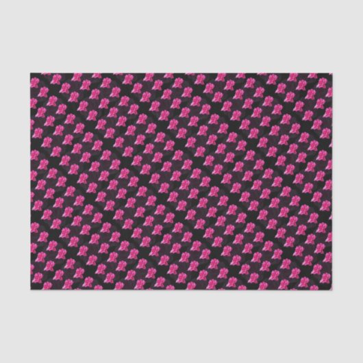 Heet roze en zwart roos motief, tissuepapier (Voorkant)