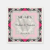 Heet roze en zwart tribaal decopapier servetten (Voorkant)