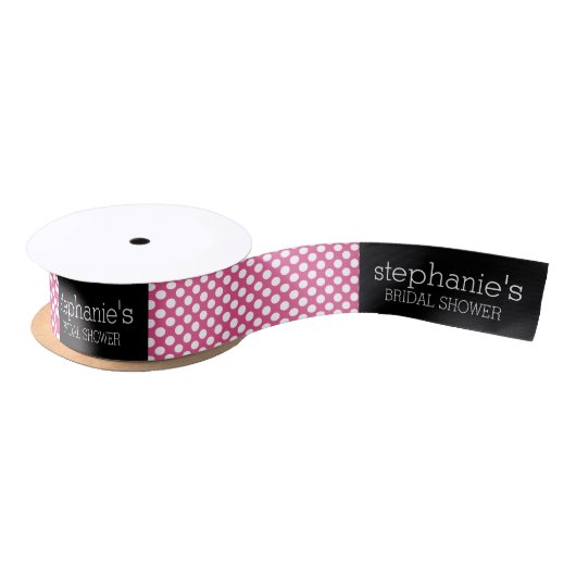 Heet Roze en Zwart Vrijgezellenfeest Preppy Patter Satijnen Lint (Spoel)