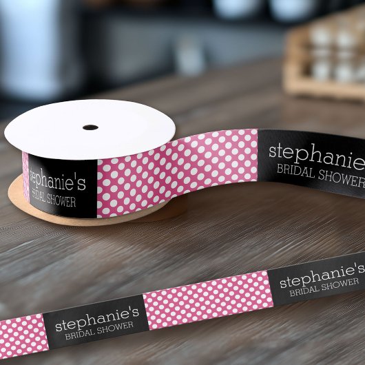 Heet Roze en Zwart Vrijgezellenfeest Preppy Patter Satijnen Lint