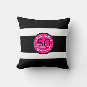 Heet Roze en Zwarte 50 & Fabulous Verjaardagscadea Kussen