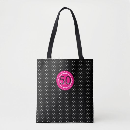 Heet roze en zwarte 50 & Fabulous verjaardagscadea Tote Bag (Voorkant)